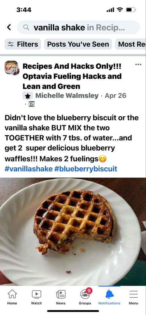 Optavia Blueberry Biscuit Hack, Optavia Hacks, Fueling Hacks, Blueberry Biscuits, Blueberry Waffles, Low Sodium Diet, Green Meals, Vanilla Shake, Lean And Green Meals