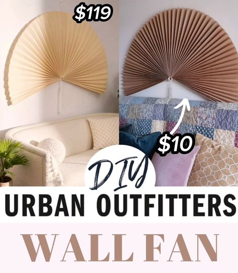 Large Wall Fan Decor, Diy Fan Headboard, Boho Fan Wall Decor, Folding Fan Wall Decor, How To Make Boho Decor, Paper Fan Decor, Diy Home Decor Eclectic, Diy Boho Wall Painting, Bamboo Fan Wall Decor