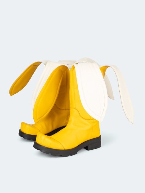 BANANA BOOT MOGGIES | Charles Jeffrey Loverboy Charles Jeffrey Loverboy, Charles Jeffrey, White Whale, One Banana, Funky Shoes, Sock Shoes, Beanie Hats, Accessories Shop, Me Too Shoes