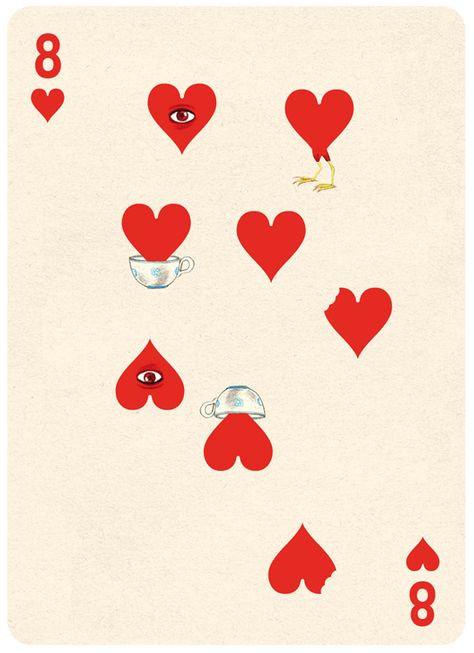 Eight of Hearts Playing Card Wall Art, Valentines Day Art Illustration, Plakat Design Inspiration, Hearts Playing Cards, Look Wallpaper, Custom Playing Cards, Poker Card, Playing Cards Design, 카드 디자인