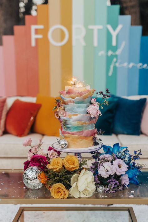 Birthday Party Themes For Women, Party Themes For Women, Spring Fling Party, 40th Anniversary Party, Adult Party Themes, Elegant Birthday Party, Vintage Goblets, Colorful Birthday Party, Backyard Birthday