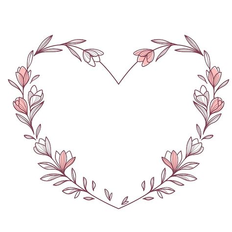 Heart Frame Tattoo, Heart Border Frame, Frame Rosa, Tattoo Border, Branding Boards, Botanical Frame, Frame Love, Love Frame, Framed Tattoo