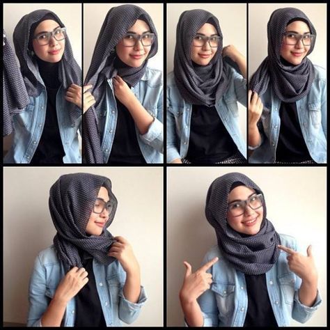 hijab styles for Girls with glasses Hijabi Mode, Hijab Stile, How To Wear Hijab, Tutorial Hijab Pashmina, Simple Hijab Tutorial, Turban Hijab, Stile Hijab, Simple Hijab, Modern Hijab