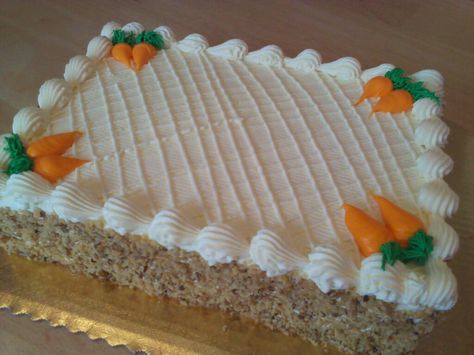 Carrot Cake.... Carrot Cake Sheet Cake, Sheet Cakes Decorated, Carrot Cake Decoration, Cake Sheet, Professional Cake Decorating, Gluten Free Easter, Sheet Cake Designs, Birthday Sheet Cakes, Cake Decorating Icing