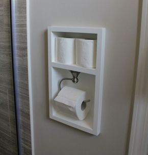 Excellent space saving idea for a small bathroom.: Custom toilet paper holder: Makeover Kamar Mandi, Bad Inspiration, Bathroom Closet, Bathroom Solutions, Ensuite Bathroom, Basement Bathroom, Radiator Cover, Bathroom Redo, Simple Bathroom