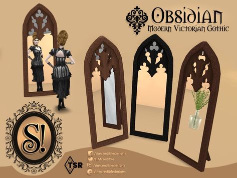 Obsidian Mirror, Pantry Wall, Neo Victorian, Modern Victorian, Office Plants, Rose Decor, Sims 4 Build, Gothic Wedding, Victorian Gothic