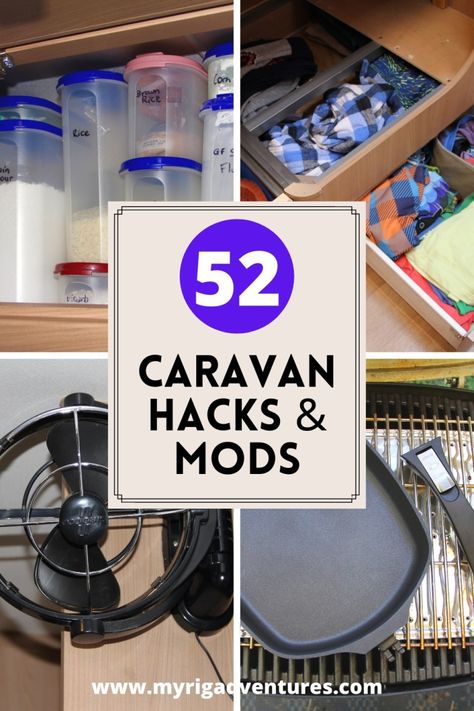 Caravan Food Storage, Caravan Food Ideas, Caravan Tips And Tricks, Caravan Hacks Australia, Caravan Must Haves, Caravan Hacks Space Saving, Camper Trailer Hacks Australia, Camper Hacks Diy Tips And Tricks, Caravan Storage Ideas Australia