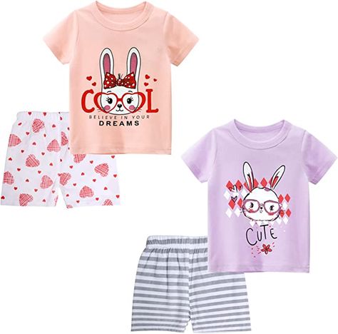 Kumary Toddler Girls Summer Clothes Set Kids T-shirt Short Sets 2 Pack Cotton Outfits Set for 2-6 Year Perfect for daily, casual, playwear, holiday, Easter gift basket, vacation, outdoor, school, birthday party, photoshoot, beach games, etc. Best gift for your kids. Birthday Party Photoshoot, Kids Fruit, School Birthday Party, Girls Summer Clothes, Photoshoot Beach, Fruits For Kids, Party Photoshoot, Beach Games, Toddler Girl Summer