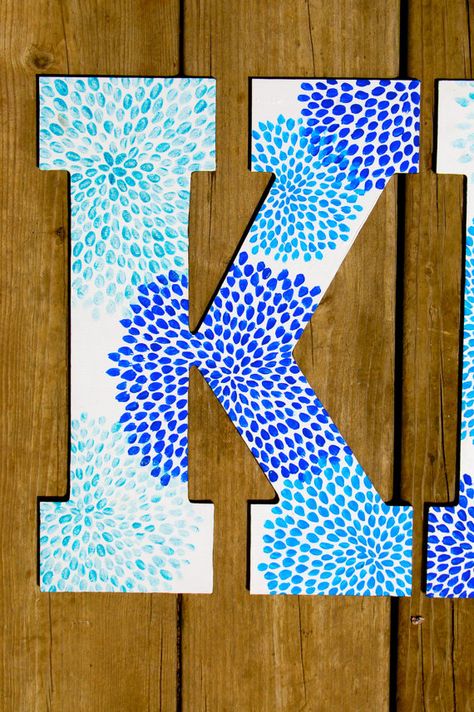 Large Custom Hand Painted Greek Letters. Greek Letters Painted, Wooden Letter Ideas, Wooden Greek Letters, Painting Wooden Letters, The Letter K, Sorority Letters, Blue Umbrella, Sorority Canvas, Letter Decor