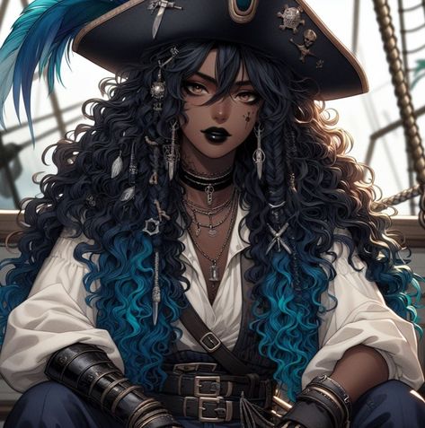 Black Woman Pirate, Pirate Girl Aesthetic, Pirate Oc Art, Black Character Design Female, Female Pirate Art, Pirate Female, Pirate Drawing, Witch Pirate, Pirate Oc