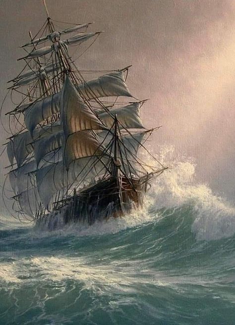 Pirate Ship Art, Pirate Island, Navi A Vela, Sailing Art, Old Sailing Ships, Maritime Art, Portraiture Painting, Tall Ship, Marine Art