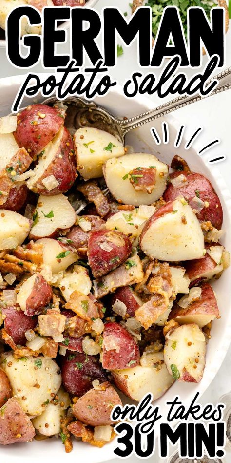 German Potato Salad Austria Potato Salad, German Potato Salad Dressing, Vinegar Potato Salad Recipe, German Potato Salad No Bacon, German Potatoes Salad, Baby Red Potato Salad, Cold German Potato Salad, Potato Salad With Red Potatoes, Easy German Potato Salad