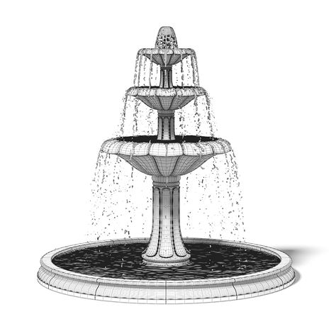 Large Fountain 3D Model #Large, #Fountain, #Model Fountain Drawing, Large Fountain, Fountain Pen Drawing, House Design Drawing, Water Fountain Design, Draw Water, Modern Fountain, Garden Water Fountains, Oki Doki