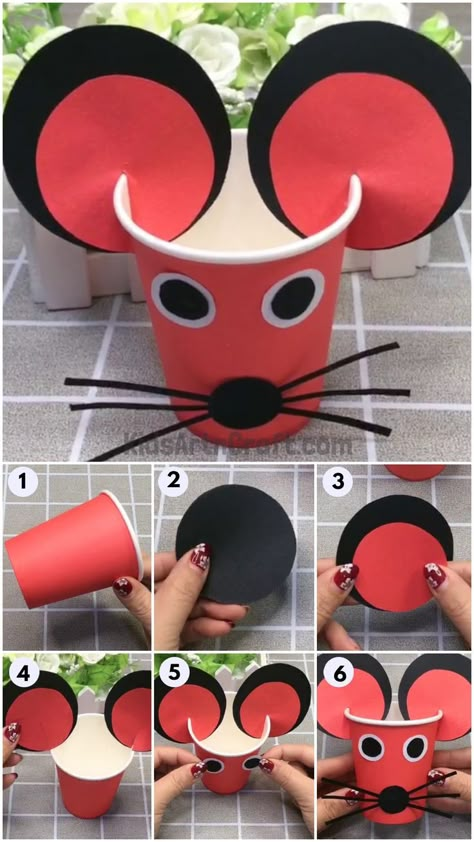 Mouse Craft Preschool, Cup Activities For Kids, Paper Cup Crafts For Kids, Paper Cup Diy, Paper Mouse, Mouse Craft, Cool Crafts For Kids, Craft Ideas With Paper, Ideas With Paper