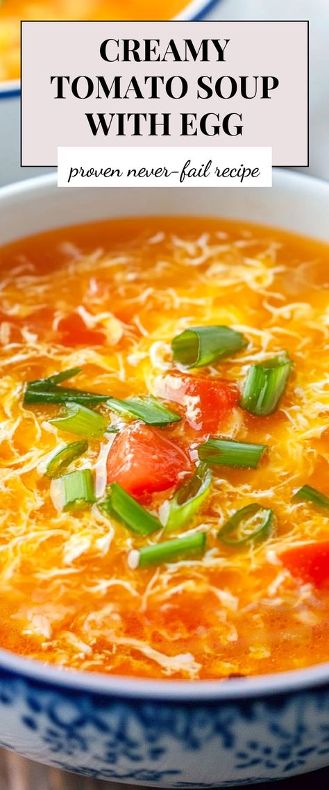 Image for Tomato Soup With Egg Spicy Tomato Soup Recipe, Soup With Egg, Spicy Tomato Soup, Homemade Egg Drop Soup, Soup Lovers, Tomato Soup Easy, Tomato Soup Recipe, Cornstarch Slurry, Creamy Tomato Soup