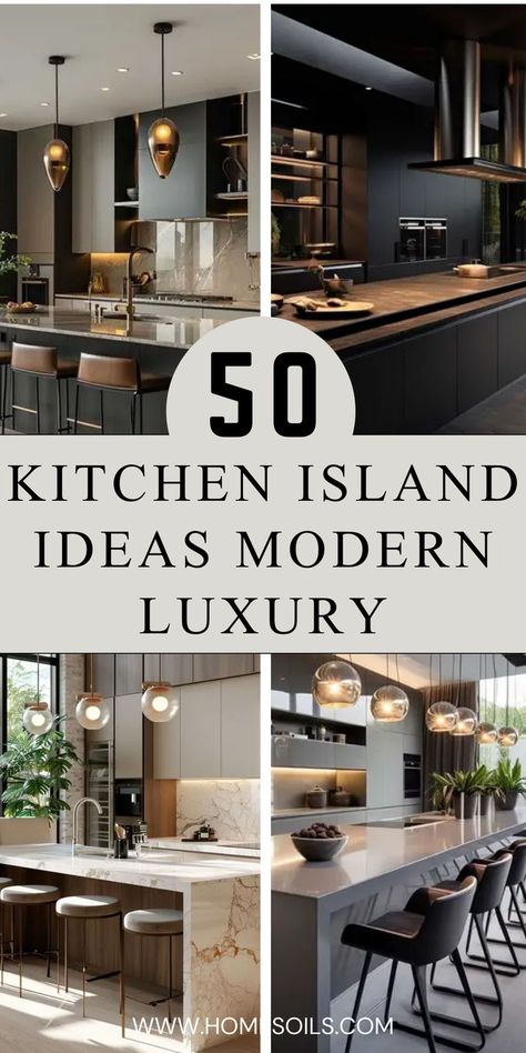 Explore 50 modern luxury kitchen island ideas to elevate your cooking space. From sleek designs to high-end finishes, these islands offer both style and functionality. Click here for inspiration and transform your kitchen today! High End Kitchens Luxury, Luxury Kitchen With Island, Island Kitchen Ideas Modern Luxury, Island Kitchen Ideas Modern, Island Centerpiece Ideas Kitchen, Kitchen With Island Ideas, Kitchen Ideas Modern Luxury Black, Kitchen Island Ideas Modern, Island Kitchen Ideas