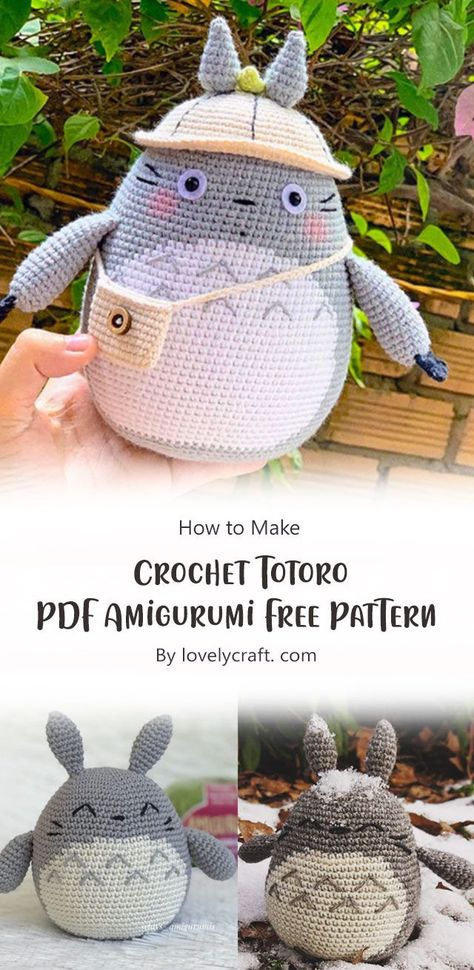 Totoro Amigurumi Pattern, Crochet Amigurumi Totoro, Totoro Hat Crochet Pattern Free, Totoro Pattern Crochet, My Neighbor Totoro Crochet Free Pattern, Crochet Plushies Easy Free, Free Crochet Kawaii Patterns, Totoro Knitting Pattern, Totoro Amigurumi Free Pattern