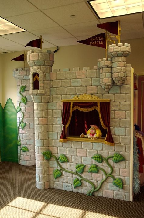 Custom Made Kids Play Castle Play Castle, Kingdom Vbs, Puppet Stage, Puppet Theaters, Cardboard Castle, Puppet Theater, Castle Designs, Indoor Play, Stage Set