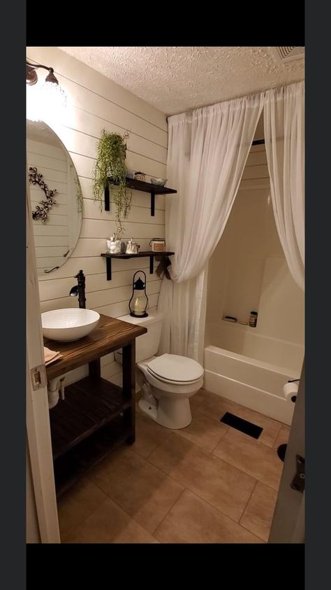 Beautiful Bathroom Decor, Bathroom Farmhouse Style, Restroom Decor, Small Bathroom Ideas On A Budget, Bathroom Decor Apartment, Remodeling Mobile Homes, Bathroom Design Decor, Small Bathroom Ideas, Bathroom Inspiration Decor