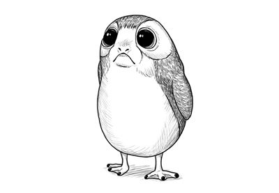 How to Draw a Porg From Star Wars Star Wars Porg Tattoo, Star Wars Drawings Pencil, Porg Drawing, Star Wars Sketches Pencil, Star Wars Sketches Easy, Star Wars Art Drawings Easy, Star Wars Drawings Sketch, Star Wars Drawings Easy, Cavalier Drawing