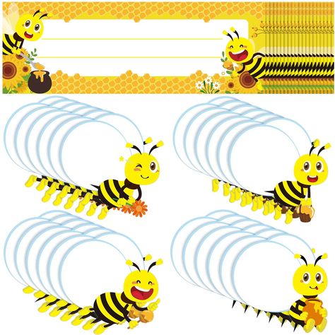 PRICES MAY VARY. Nice Combination: you will get 24 pieces of bees nameplates and 24 pieces of bee cutouts, adequate for you to furnish a classroom, also sufficient for sharing with friends and family Cute and Adorable Design: designed with bee theme patterns, these bee name tags feature bright colors and are filled with strong school party vibe; Various styles and colors make these tags very suitable for classroom bulletin boards, doors and desks; Also, these nametags can be acted as cute decora Desk Stickers, Teacher Party, Bee Themed Classroom, Board Classroom, Bee Theme Party, School Decoration, Classroom Labels, Back To School Party, Bulletin Board Decor