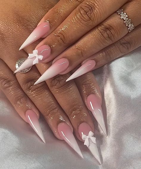 White Stiletto Nails, Stilleto Nails Designs, Oct 1st, Acrylic Toe Nails, Romantic Nails, Ombre Acrylic Nails, Aesthetic Nails, Simple Gel Nails, Pointed Nails