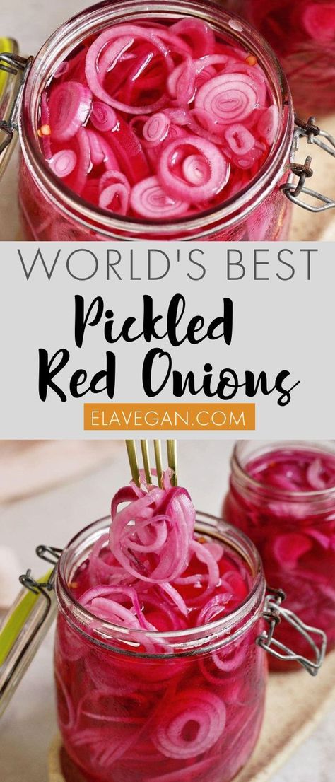 Best Pickled Red Onion Recipe, Pickled Vegetables Recipe, Condiments Recipes, Red Onion Recipes, Quick Pickled Red Onions, Baking Techniques, Pickle Recipes, Quick Pickled, Homemade Ideas