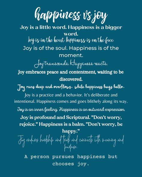 The Difference Between Happiness And Joy - Shop Joy Acronym, What Brings You Joy, Poems About Joy, Joy Quotes Bible, Joy Vs Happiness, Finding Joy Quotes, Definition Of Joy, Quotes About Joy, Yoga Intentions