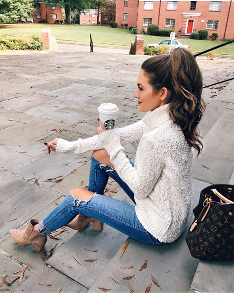 Taupe Booties Outfit, Ivory Sweater Outfit, Simple Fall Outfits Casual, Booties Outfit Fall, Southern Curls And Pearls, Booties Outfit, Simple Fall Outfits, Ivory Sweater, Fall Outfits For Work