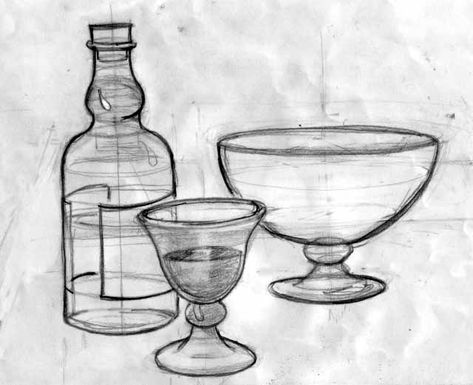 Basic 101: Class 4 - Drawing Cylindrical Objects - WetCanvas Live Object Drawing, Easy Still Life, Easy Still Life Drawing, Cylindrical Objects, 4 Drawing, Life Sketch, Form Drawing, Pencil Shading, Object Drawing