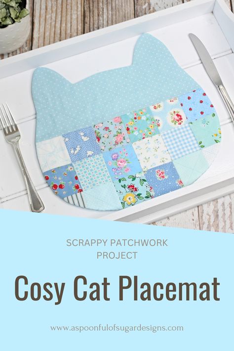 Pet Placemat Pattern, Cat Placemats Free Pattern, Free Placemat Patterns, Placemat Sewing, Cat Placemat, Sew Patchwork, Pet Placemat, Scrappy Patchwork, Easter Placemats