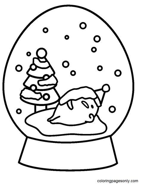 Sanrio Christmas Coloring Pages, Gudetama Coloring Pages, Globe Coloring Page, Sanrio Holiday, Doll Template, Christmas Colouring, Christmas Coloring Sheets, Halloween Color, Colouring Sheets