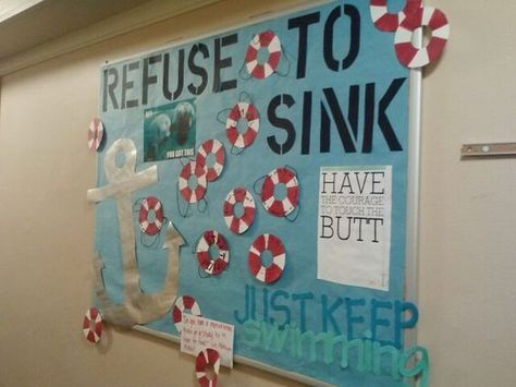 Finals Study Tips, Nautical Bulletin Boards, Finals Study, Finding Nemo Theme, Nautical Classroom Theme, Encouragement Board, Beach Theme Classroom, Anchor Theme, Nautical Classroom