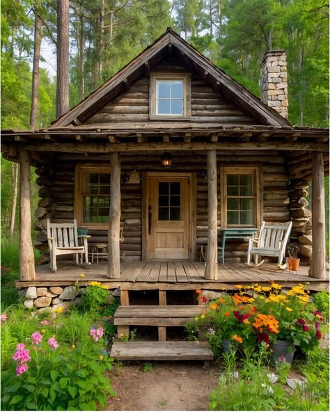 Log Cabin Exterior, Simple Cottage, Wooden Hut, Little Cabin In The Woods, Cabin Aesthetic, Log Cabin Rustic, Cabin Exterior, Cedar Homes, Unknown Facts