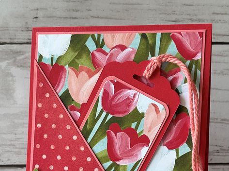 Stampin Up Card With Bookmark, Bookmark Cards, Cat Cards Handmade, Tulip Card, Hold On To Hope, Valentines Bookmarks, Tulips Card, Bookmark Card, Card Folds