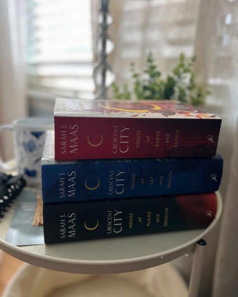 This weeks’s series stack: Crescent City 🌙 🌆 Have you read this series yet? 📚 I loved the more modern take on the fantasy world, it was a nice change of pace. This may be the thickest book series I own 🤣 . . . . #shelfie #colorstack #bookstagram #bookishcommunity #aesthetic #showmeyourshelfie #seriesstack #bookstack #prettybooks #crescentcity #fantasybooks #sjm #sjmuniverse Crescent City, City House, Sarah J, Stack Of Books, Christmas Wishlist, Fantasy Books, Fantasy World, Matching Pfp, Book Series