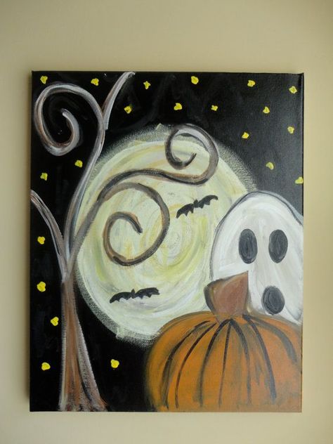 30 Easy Canvas Painting Ideas                                                                                                                                                                                 More Easy Halloween Paintings, Easy Canvas Painting Ideas, Halloween Canvas Paintings, Fall Canvas, Canvas Painting Ideas, Easy Canvas, Holiday Painting, Easy Canvas Painting, Halloween Painting