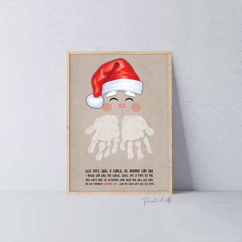 Santa Handprint, Kids Poems, Handprint Craft, Footprint Art, Gift Printable, Handprint Art, Baby Memories, Christmas 2023, Card Gift