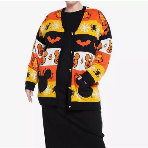 Nwt Disney Hot Topic 2023 Exclusive Halloween Icons Mickey Mouse Candy Corn Button Up Cardigan Sweater. Only Taken Out Of The Bag For Photos. Purchased Last Halloween Season And No Longer Available From Hot Topic. Acrylic. I Also Have This Available In 2x! Galaxy Finds Has Sold Over 3500 Items And Ships Next Day! Highly Rated - Check My 5 Star Reviews. Vintage And Modern Items, Womens, Mens And Childrens Clothing. Halloween Cardigan, Candy Corn Halloween, Last Halloween, Disney Sweaters, Halloween Icons, Childrens Clothing, Button Up Cardigan, Disney Halloween, Halloween Season