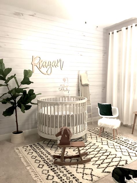 My baby girls room  Nursery Inspiration.  Restoration Hardware round Ellery Crib Nursery Ideas Round Crib, Nursery With Round Crib, Round Bassinet Nursery, Round Crib Nursery Girl, Circle Crib Nursery, Round Crib Nursery, Circle Crib, Round Baby Cribs