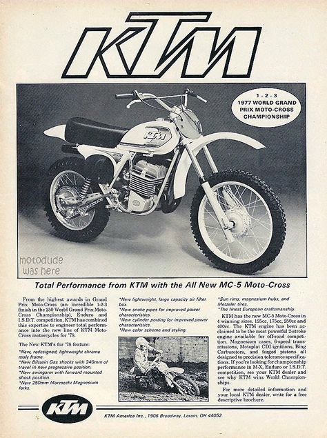 Suzuki Dirt Bikes, Famous Ads, New Ktm, Ktm Motorcycles, Mx Bikes, Motorcross Bike, Vintage Motorcycle Posters, Off Road Bikes, Motorcycles And Scooter