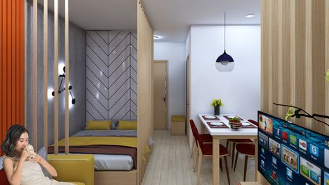 This video is interior design project, this is micro apartment 28sqm(301sqft), ceiling height 3.0m.  Feminine design for female homeowners. The project was designed by Decor Room HP. Micro Apartments, Micro Studio, Micro Apartment, Tiny Apartment, Ceiling Height, Apartment Interior Design, Feminine Design, Apartment Interior, Small House Design