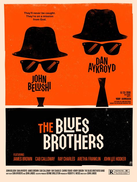 The Blues Brothers 1980. Blues Brothers Movie, 1980s Movie Posters, Olly Moss, Vintage Music Art, Foto Muro Collage, Vintage Films, 1980s Movies, Brothers Movie, John Lee Hooker