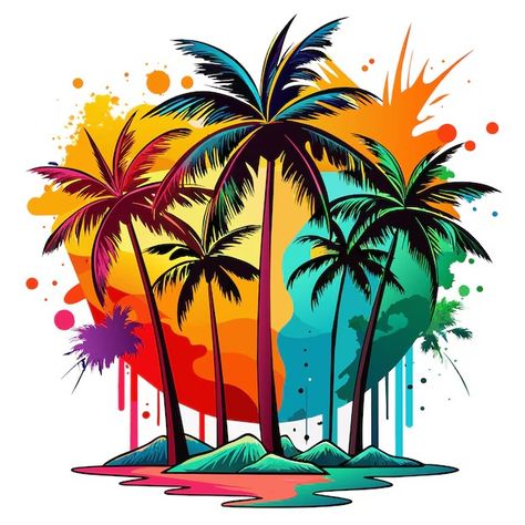 Digital Dream Weaver Author Portfolio | Freepik Hawaii Graphic Design, Beach Sublimation, Whatsapp Profile Picture, Palm Tree Silhouette, T Shirt Design Template, Dream Weaver, Print Design Art, Tshirt Printing Design, Summer Paradise