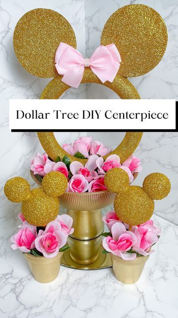 Micah ︳DIY • Decor • Dollar Tree • Amazon Finds on Instagram: "Dollar Tree DIY Centerpiece 💕 This is another popular DIY centerpiece idea from last year. Everything is from the Dollar Tree, except the paint and glitter. To make this you will need: • 1 foam ring • 2 small foam discs • 2 medium foam balls • 4 small foam balls • 2 small clay pots • 2 floral foam rectangles (these will serve as the base for the large Minnie and small Minnie heads) • 1 large plastic bowl (large Minnie base) • 1 s Fruit Party Theme, Bundles Of Flowers, Minnie Baby Shower, Dollartree Diy, Minnie Mouse Decorations, Minnie Mouse Birthday Party Decorations, Minnie Mouse Birthday Decorations, Diy Centerpiece, Minnie Mouse Baby Shower