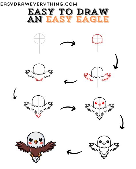 How to draw an eagle drawing Drawings Of Eagles Easy, Eagle Cartoon Drawing, How To Draw An Eagle, Cute Drawings For Beginners, Falcon Drawing, Cute Eagle, Grinch Drawing, Draw Birds, Drawings For Beginners