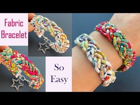 Fabric Wrapped Bracelets Diy, Silk Cord Bracelet Diy, Fabric Jewelry Tutorial, Diy Textile Art, Fabric Necklace Diy, Fabric Cuff Bracelets Diy, Fabric Braid, Fabric Bracelets Diy, Fabric Bangles