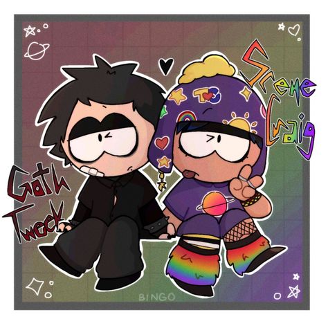 Scene Tweek And Goth Craig, Creek Fanart, South Park Game, Tweek Tweak, Tweek South Park, South Park Memes, Craig Tucker, Goth Music, North Garden