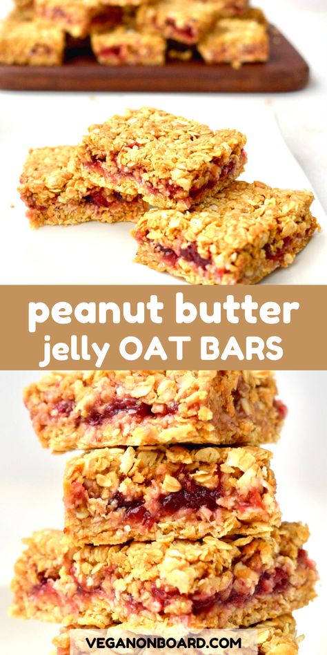 Inspired by the classic combination of PB&J these no bake oat bars are so simple to make and taste great! Perfect for a lazy breakfast, road trip snack or tea time treat.

A stack of peanut butter oat bars, filled with jam 
These PBJ Bars are made with just 4 ingredients you probably already have at home. (You’ve no doubt guessed at least 3 of them from the title!) So naturally, they are very quick and easy to make.

Plus as they’re no bake you can whip up a batch without needing an oven. No Bake Oat Bars, Oat Bars Healthy, Lazy Breakfast, Peanut Butter Oat Bars, Chili Vegan, Tacos Vegan, Peanut Butter Oat, Smoothies Vegan, Peanut Butter Oats