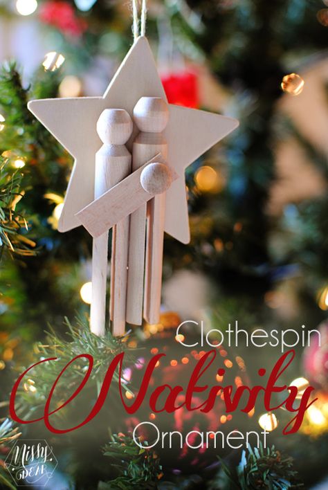 Clothespin Nativity Ornament Clothespin Nativity, Diy Nativity, Nativity Ornaments, Nativity Crafts, Clothes Pin Crafts, Christmas Ornaments Homemade, Christmas Ornament Crafts, Christmas Nativity, Christmas Ornaments To Make